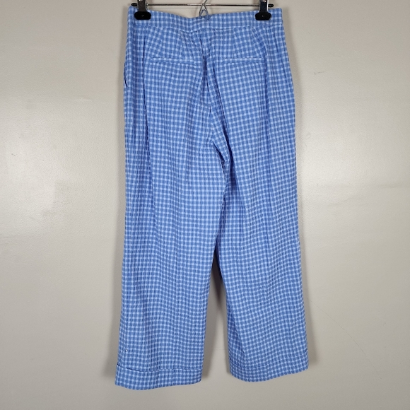 Pearl Lela Rose stretch seersucker casey pants, blue gingham, nwt - Picture 6 of 8